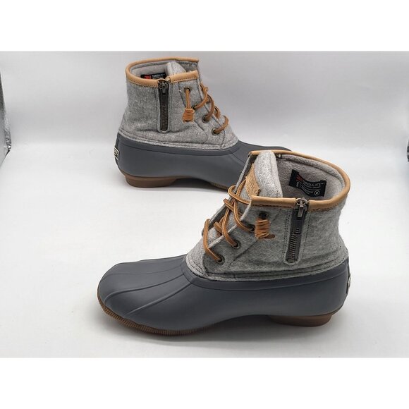Sperry Saltwater‎ Womens Duck Rain Boot Wool Embossed Thinsulate Gray  Size 6M - Picture 3 of 9